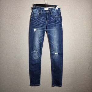 Miss Me Jeans Womens Measures 28 X 29 Mid Rise Skinny  Denim Blue Distressed